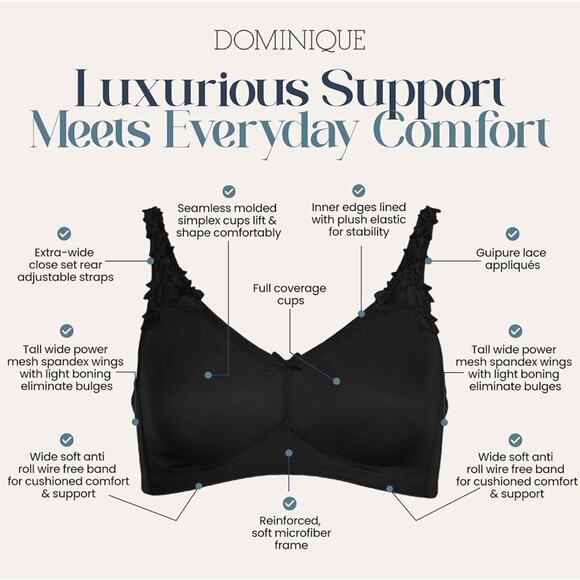 NWT Dominique Mystique Comfort Fit Seamless Minimizer Bra Size 42G Navy Blue - Picture 3 of 12